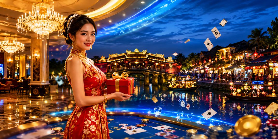 Người chơi tại chợ đêm Hội An thưởng thức game bài và trao đổi chiến thuật
